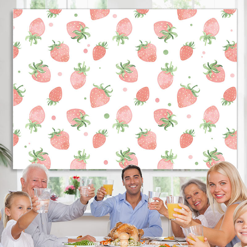 Lofaris Full Of Pink Strawberries Happy Birthday Backdrop