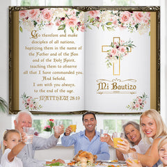 Lofaris Floral Mi Bautizo Theme Christening Backdrop For Baby