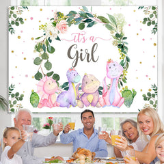 Lofaris It Is A Girl Animals And Wreaths Baby Shower Backdrop