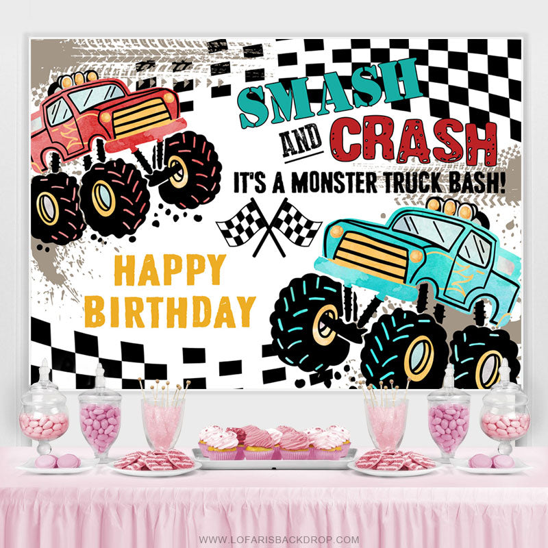 Lofaris Smash And Crash Car Adventure Birthday Backdrop