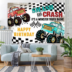 Lofaris Smash And Crash Car Adventure Birthday Backdrop
