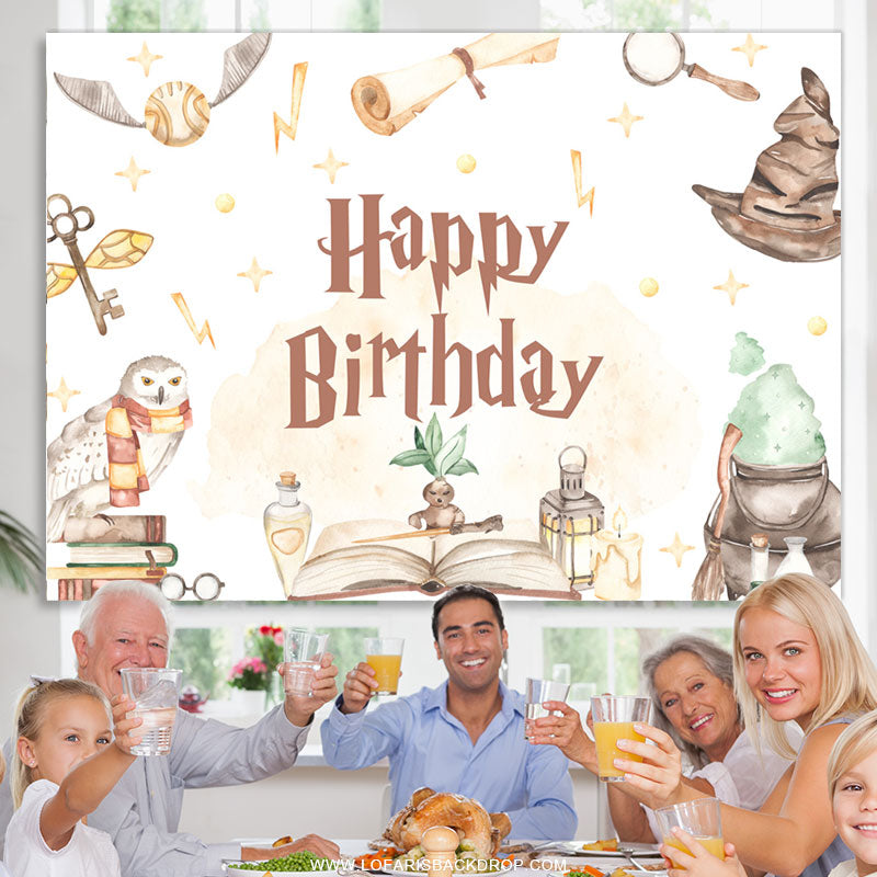 Lofaris Magic Academy Tiny Spot Happy Birthday Backdrop