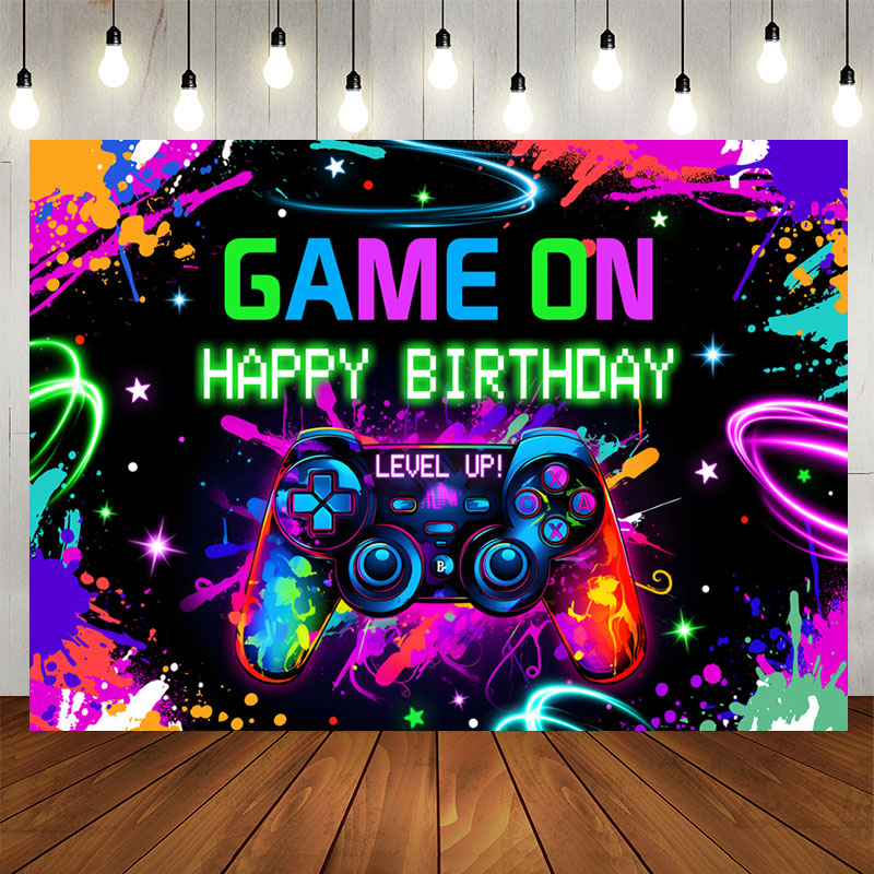 Lofaris Graffiti Game On Level Up Happy Birthday Backdrop