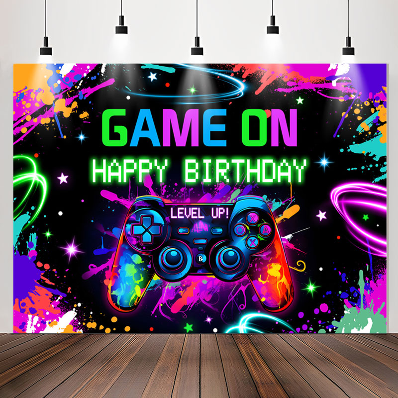 Lofaris Graffiti Game On Level Up Happy Birthday Backdrop