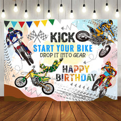 Lofaris Kick Start Your Bike Drop Into Gear Birthday Backdrop
