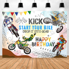Lofaris Kick Start Your Bike Drop Into Gear Birthday Backdrop