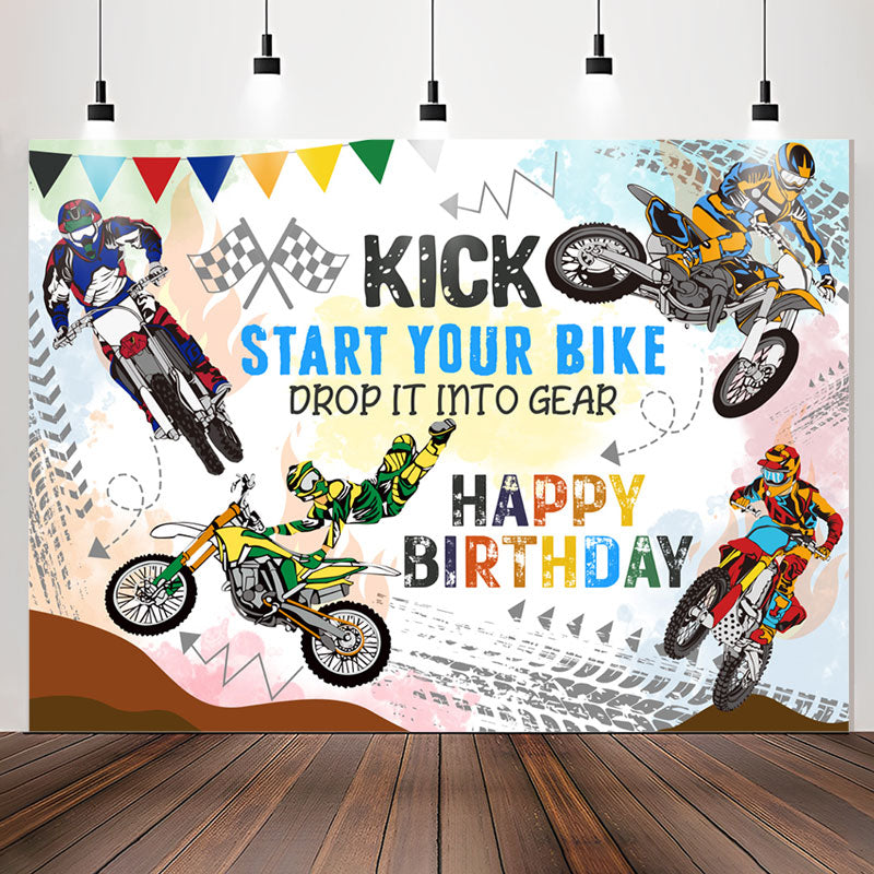Lofaris Kick Start Your Bike Drop Into Gear Birthday Backdrop