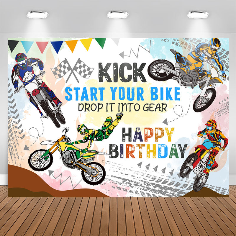 Lofaris Kick Start Your Bike Drop Into Gear Birthday Backdrop