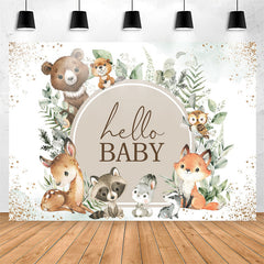 Lofaris Glitter Boho Cute Animals Hello Baby Shower Backdrop