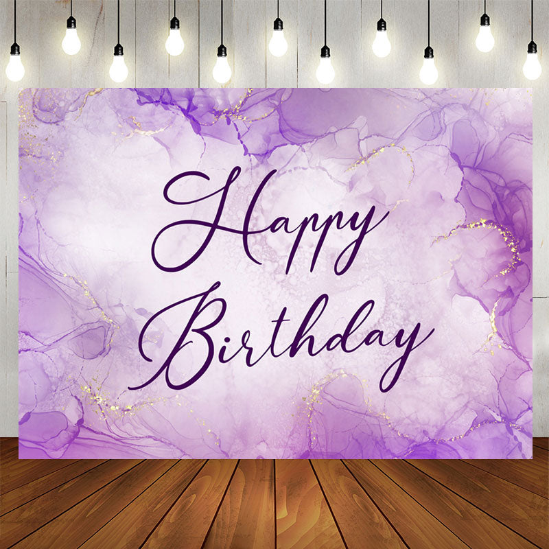 Lofaris Lavender Gold Watercolor Happy Birthday Backdrop