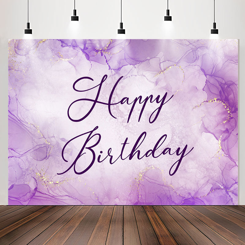 Lofaris Lavender Gold Watercolor Happy Birthday Backdrop