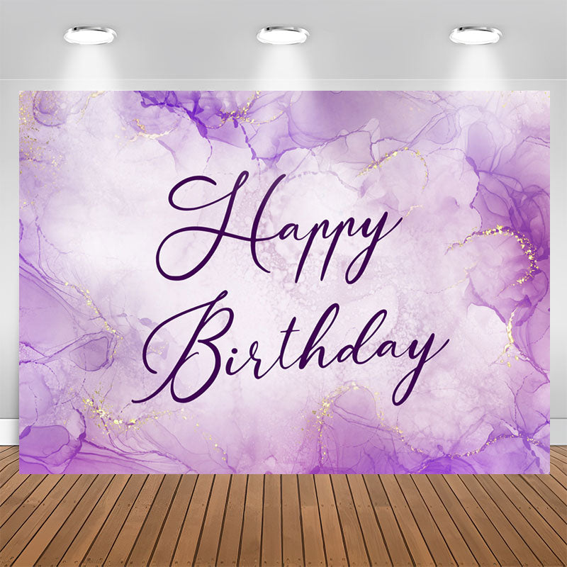 Lofaris Lavender Gold Watercolor Happy Birthday Backdrop