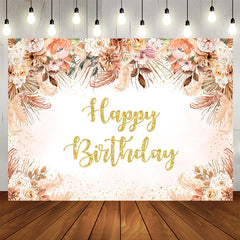 Lofaris Bohemia Floral Glitter Happy Birthday Backdrop