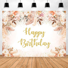 Lofaris Bohemia Floral Glitter Happy Birthday Backdrop