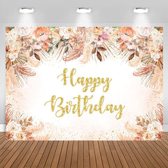 Lofaris Bohemia Floral Glitter Happy Birthday Backdrop