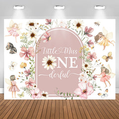 Lofaris Little Miss Onederful Flower Fairy Birthday Backdrop
