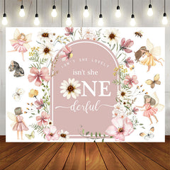 Lofaris Flower Fairy Isnt She Onederful 1st Birthday Backdrop
