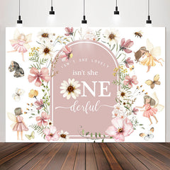 Lofaris Flower Fairy Isnt She Onederful 1st Birthday Backdrop