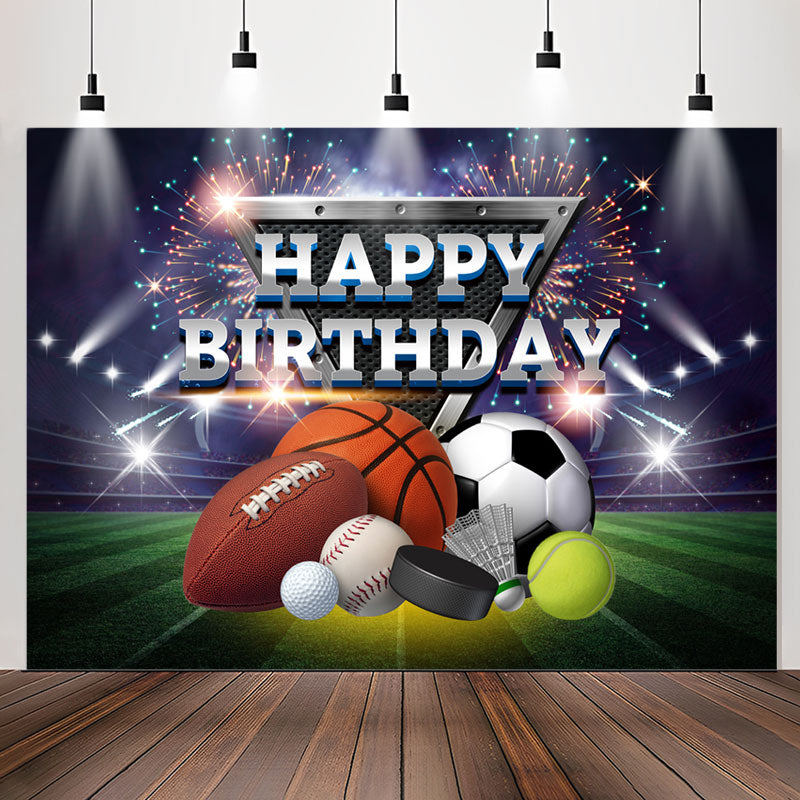 Lofaris Sparkle Arena Sports Happy Birthday Backdrop For Boy