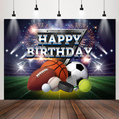 Lofaris Sparkle Arena Sports Happy Birthday Backdrop For Boy