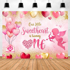 Lofaris Sweetheart One Pink Balloon 1st Birthday Backdrop