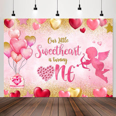 Lofaris Sweetheart One Pink Balloon 1st Birthday Backdrop