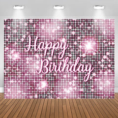 Lofaris Pink Glitter Sequin Simple Happy Birthday Backdrop