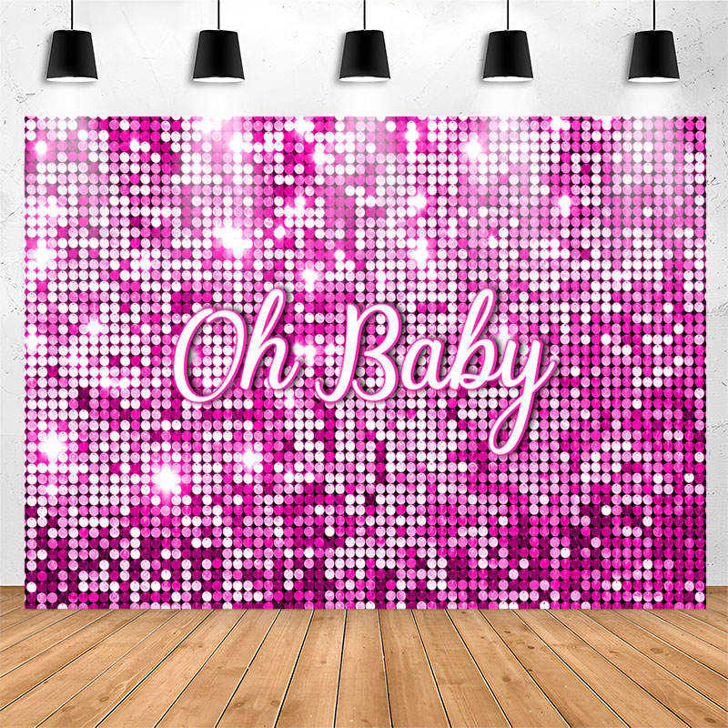 Lofaris Sparkle Pink Sequin Girl Simple Baby Shower Backdrop