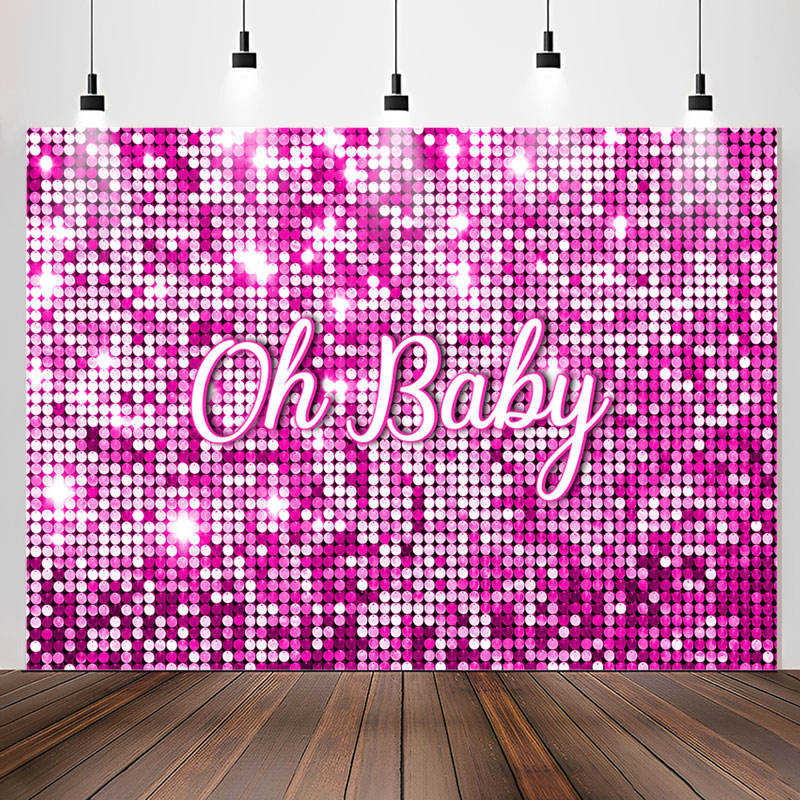 Lofaris Sparkle Pink Sequin Girl Simple Baby Shower Backdrop