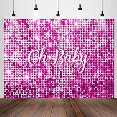 Lofaris Sparkle Pink Sequin Girl Simple Baby Shower Backdrop