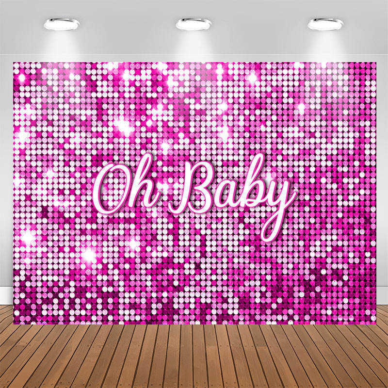 Lofaris Sparkle Pink Sequin Girl Simple Baby Shower Backdrop