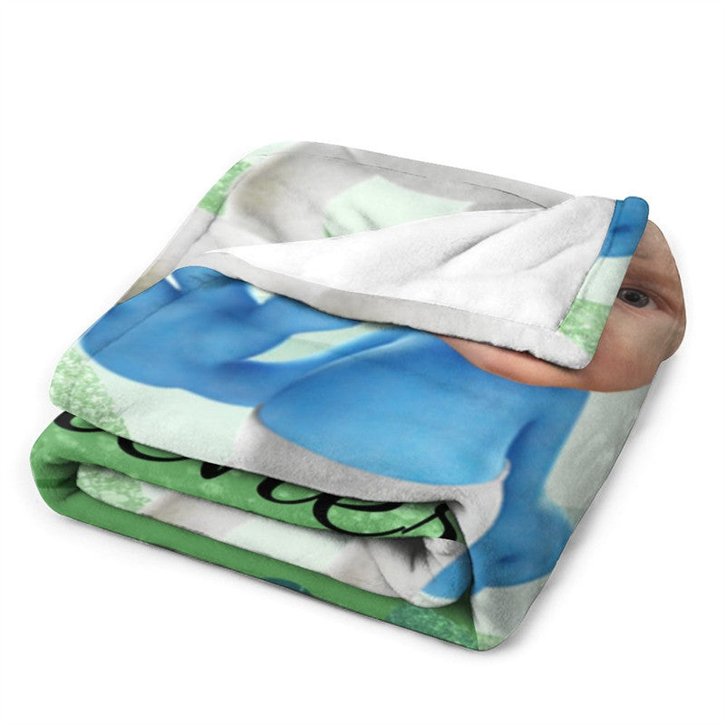 Lofaris Personalized Smurfs Face Green Flower Soft Blanket