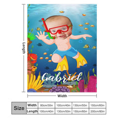 Lofaris Personalized Baby Boy Diving Sea World Fish Blanket