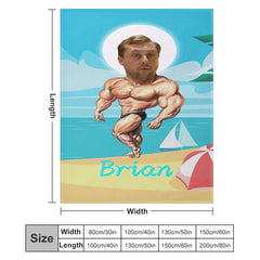 Lofaris Customized Photo Musle Man Coastal Beach Blanket