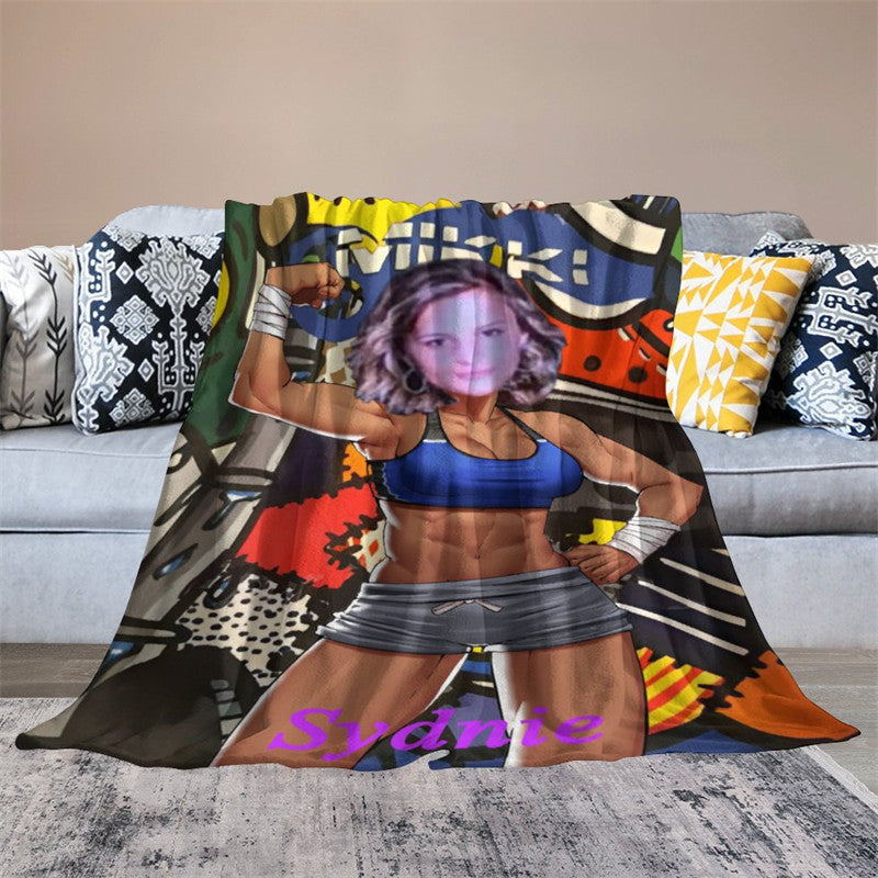 Lofaris Personalized Face Power Body Building Woman Blanket
