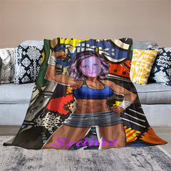 Lofaris Personalized Face Power Body Building Woman Blanket