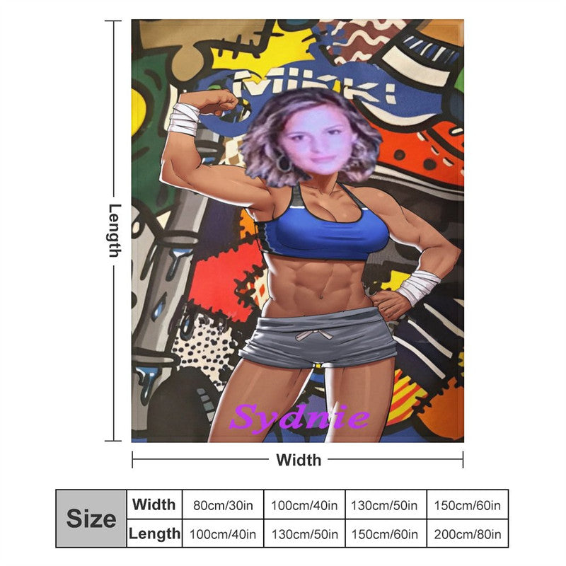 Lofaris Personalized Face Power Body Building Woman Blanket