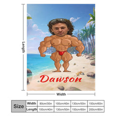 Lofaris Personalized Body Builder Boy Coastal Beach Blanket