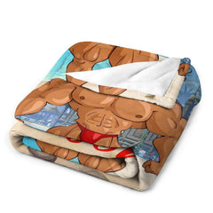 Lofaris Personalized Body Builder Boy Coastal Beach Blanket