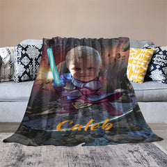 Lofaris Personalized Universe Battle Star Boy Face Blanket