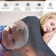 Lofaris Personalized Universe Battle Star Boy Face Blanket