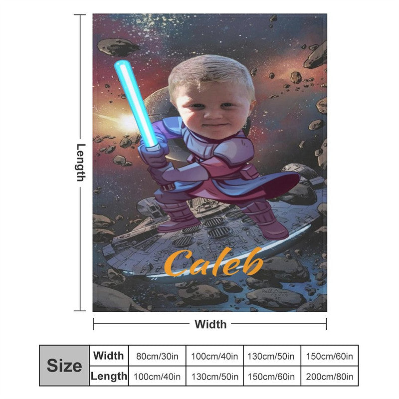 Lofaris Personalized Universe Battle Star Boy Face Blanket