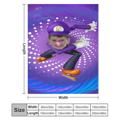 Lofaris Customized Cyclone Skating Boy Dots Purple Blanket
