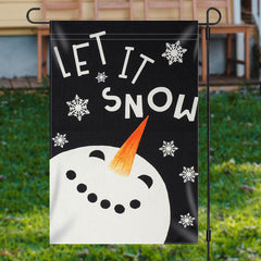 Lofaris Let It Snow Snowman Black Christmas Garden Flag