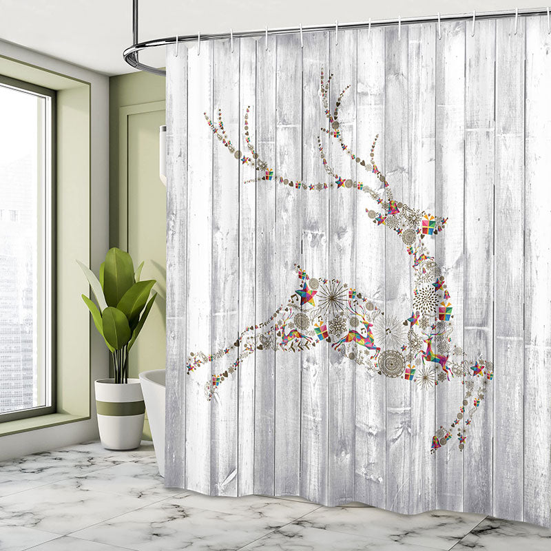 Lofaris Winden Texture Reindeer Christmas Shower Curtain