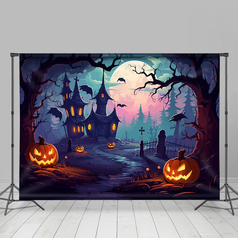Lofaris Haunted House Pumpkin Lantern Halloween Backdrop