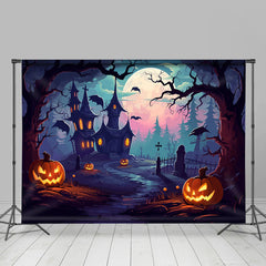 Lofaris Haunted House Pumpkin Lantern Halloween Backdrop