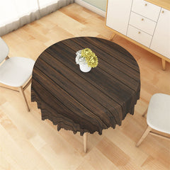 Lofaris Dark Brown Solemn Wooden Pattern Round Tablecloth