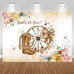 Lofaris Boots Or Bow Floral Glitter Gender Reveal Backdrop