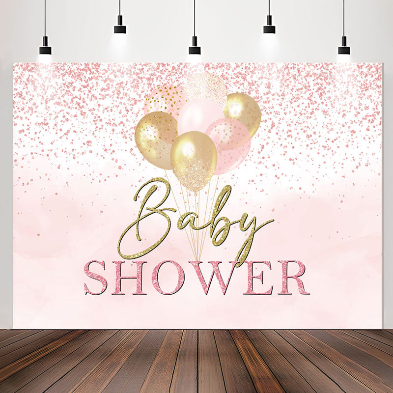 Lofaris Pink Glitter Dots Balloons Baby Shower Backdrop